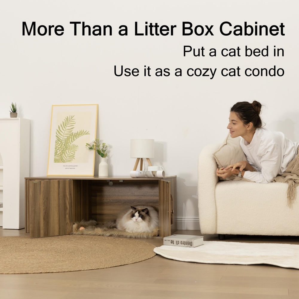 Furriends cat litter enclosure closed area helps minimize litter tracking and odors.
