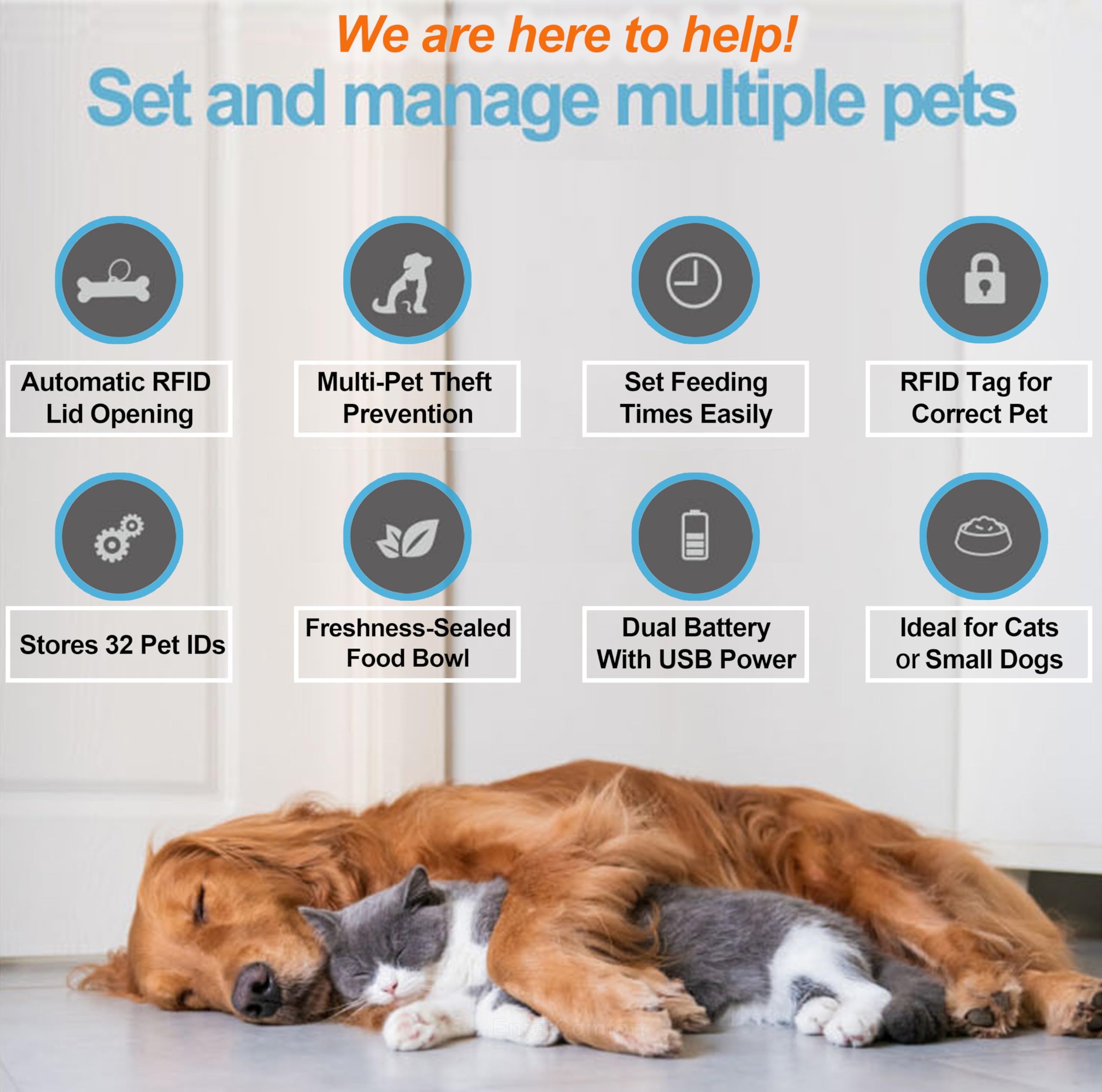 Furrify dual-power system shows USB and batteries for reliable feeding during outages.