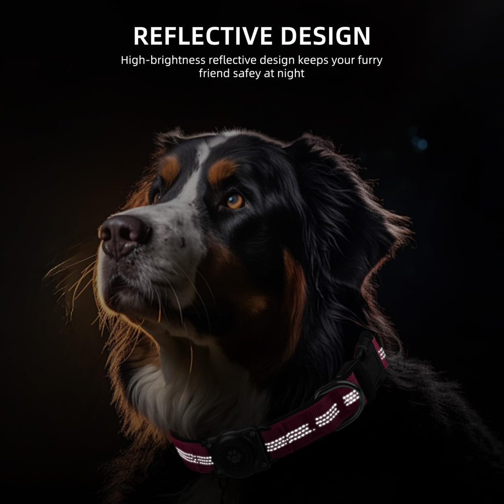 Furrigo AirTag Collar reflective stitching for safer nighttime walks.