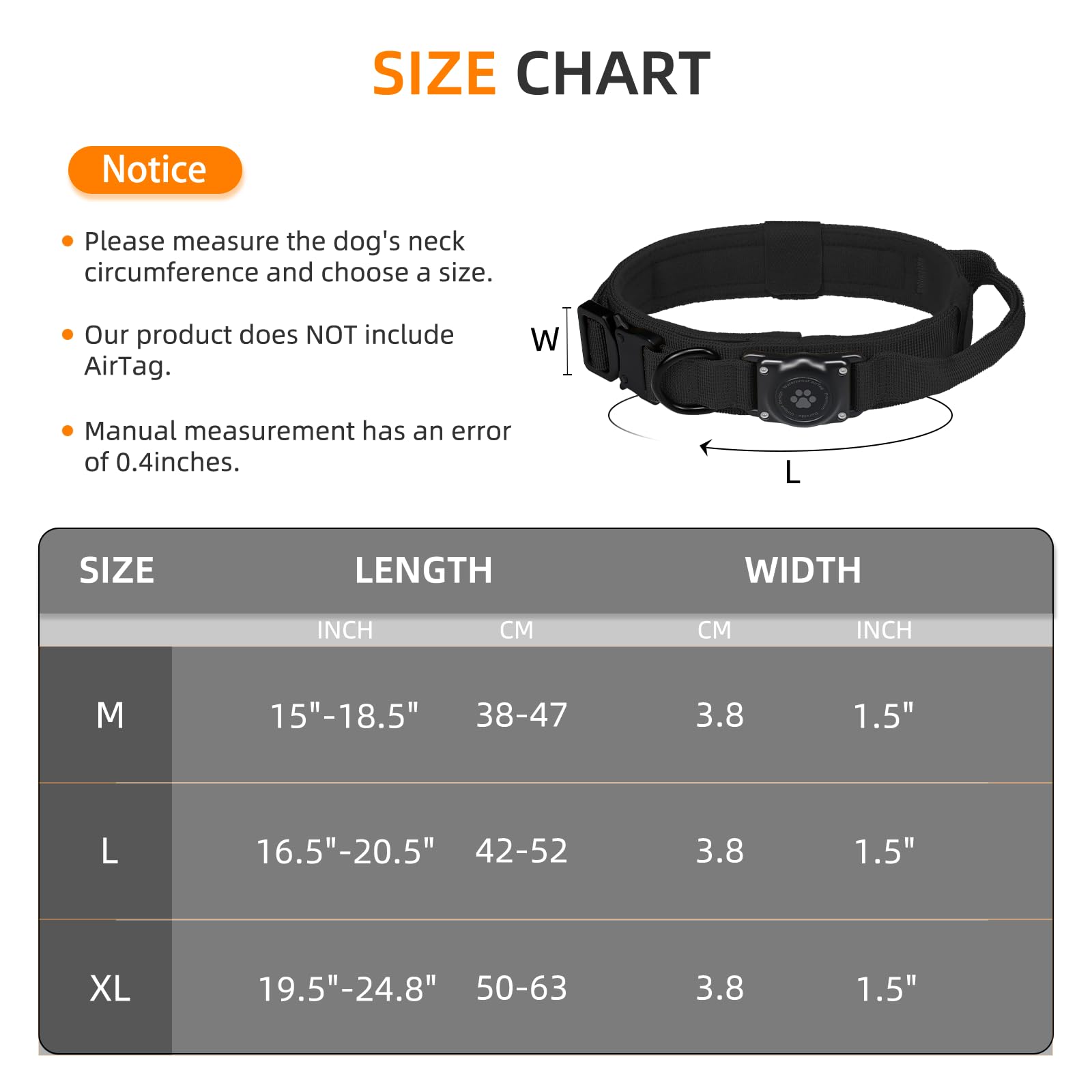 Furrigo dog collar with enlarged control handle for easier handling