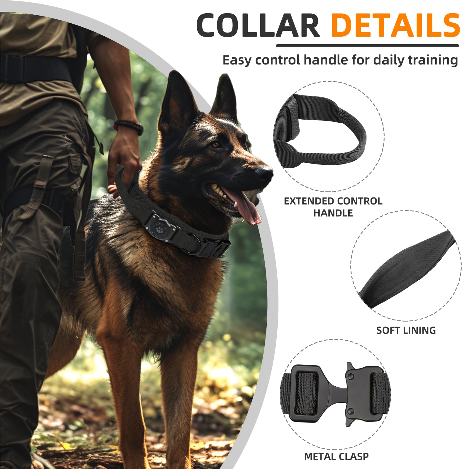 Furrigo dog collar featuring Velcro and quick-release buckle for double security