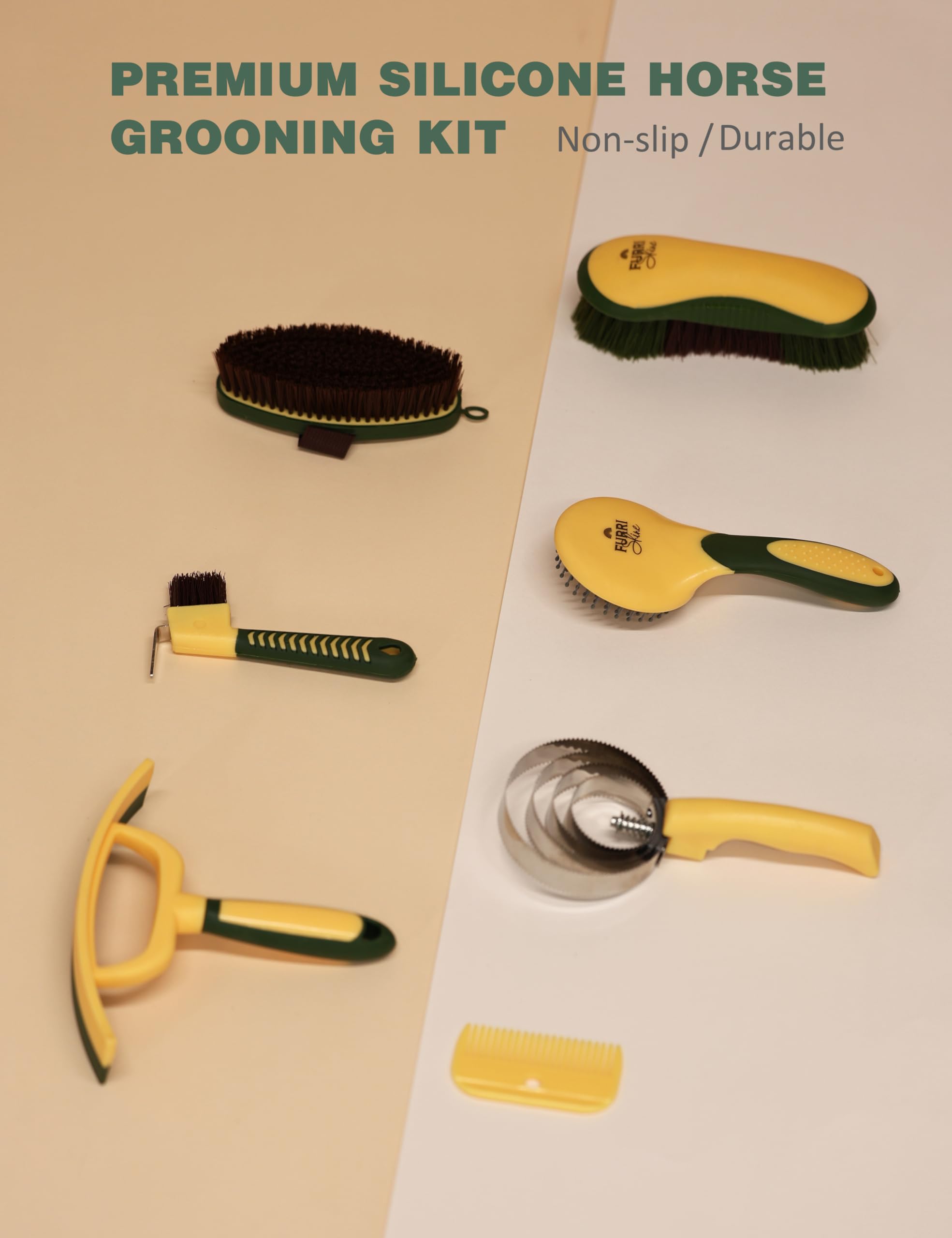 Furrishine hoof pick with brush for safe hoof cleaning and debris removal