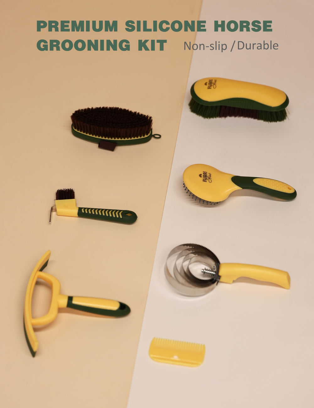 Furrishine hoof pick with brush for safe hoof cleaning and debris removal