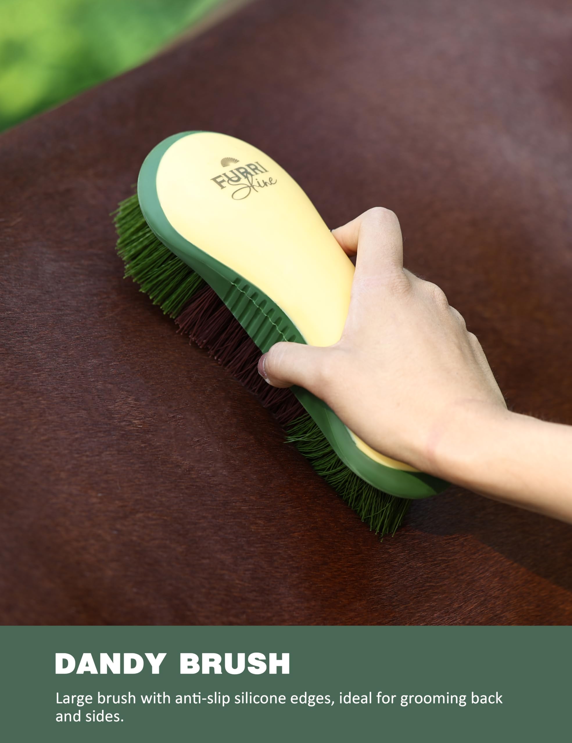 Furrishine metal curry comb to lift dirt and stimulate skin beneath the coat