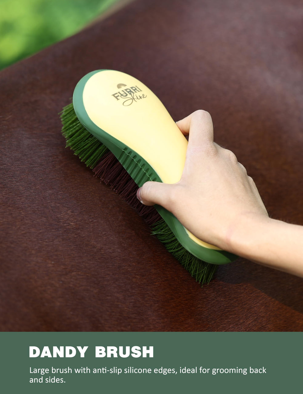 Furrishine metal curry comb to lift dirt and stimulate skin beneath the coat