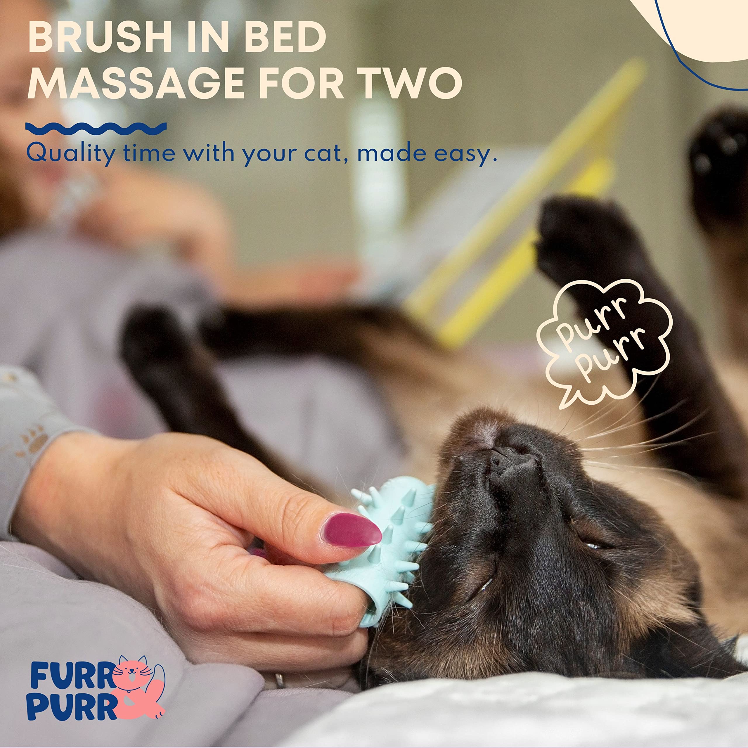 Furr&Purr cat brush set massager in action provides calming massage for indoor cats.