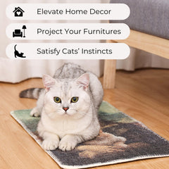 Furrther sisal scratcher mat on floor for stretching and play