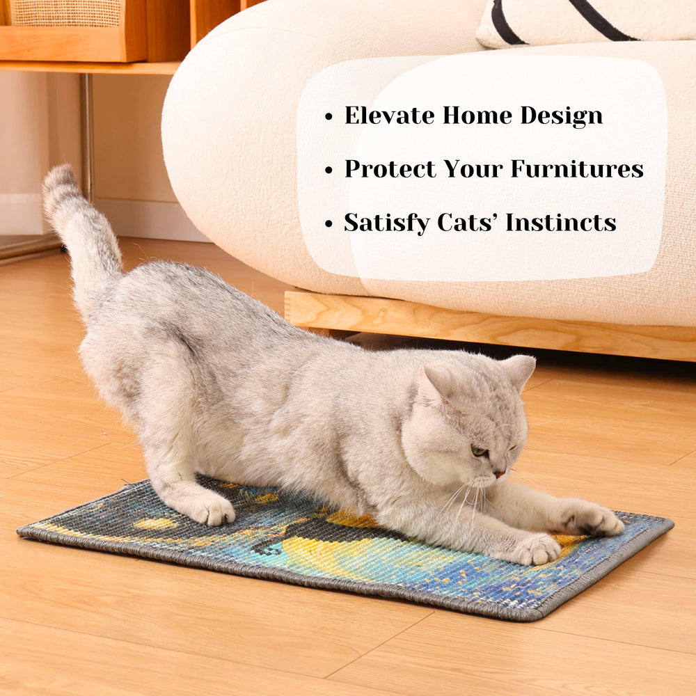 Furrther Sisal Scratcher Post Starry Night suited for couch use to protect furniture.