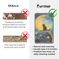 Furrther Sisal Scratcher Post Starry Night floor-scratching surface encourages stretching.