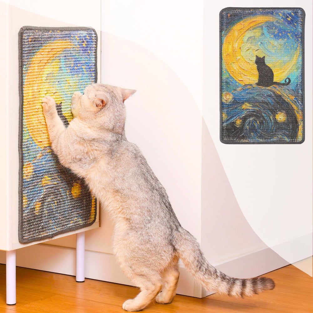 Furrther Sisal Scratcher Post Starry Night wall-mount design provides durable scratching for cats.