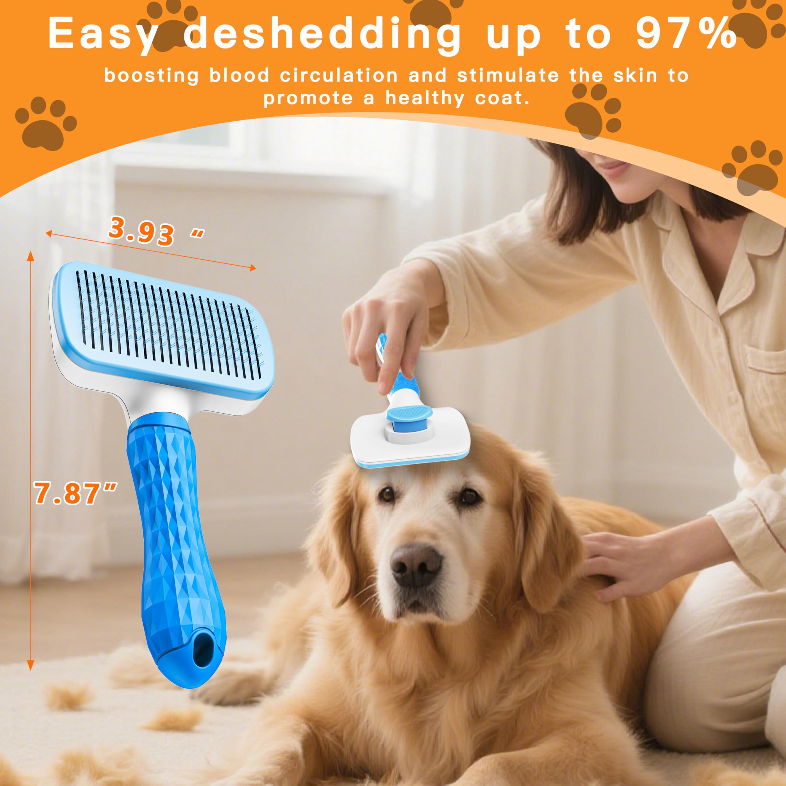 Furry Fun grooming brush deep-cleans loose fur and dander from dogs and cats.