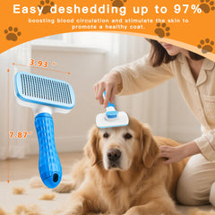 Furry Fun grooming brush deep-cleans loose fur and dander from dogs and cats.