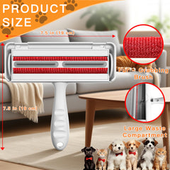 Furry Fun reusable pet hair remover roller in action during car seat cleanup.