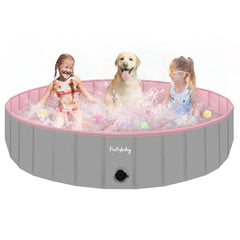 Furrybaby dog pool foldable pink 63-inch for easy setup and outdoor cooling