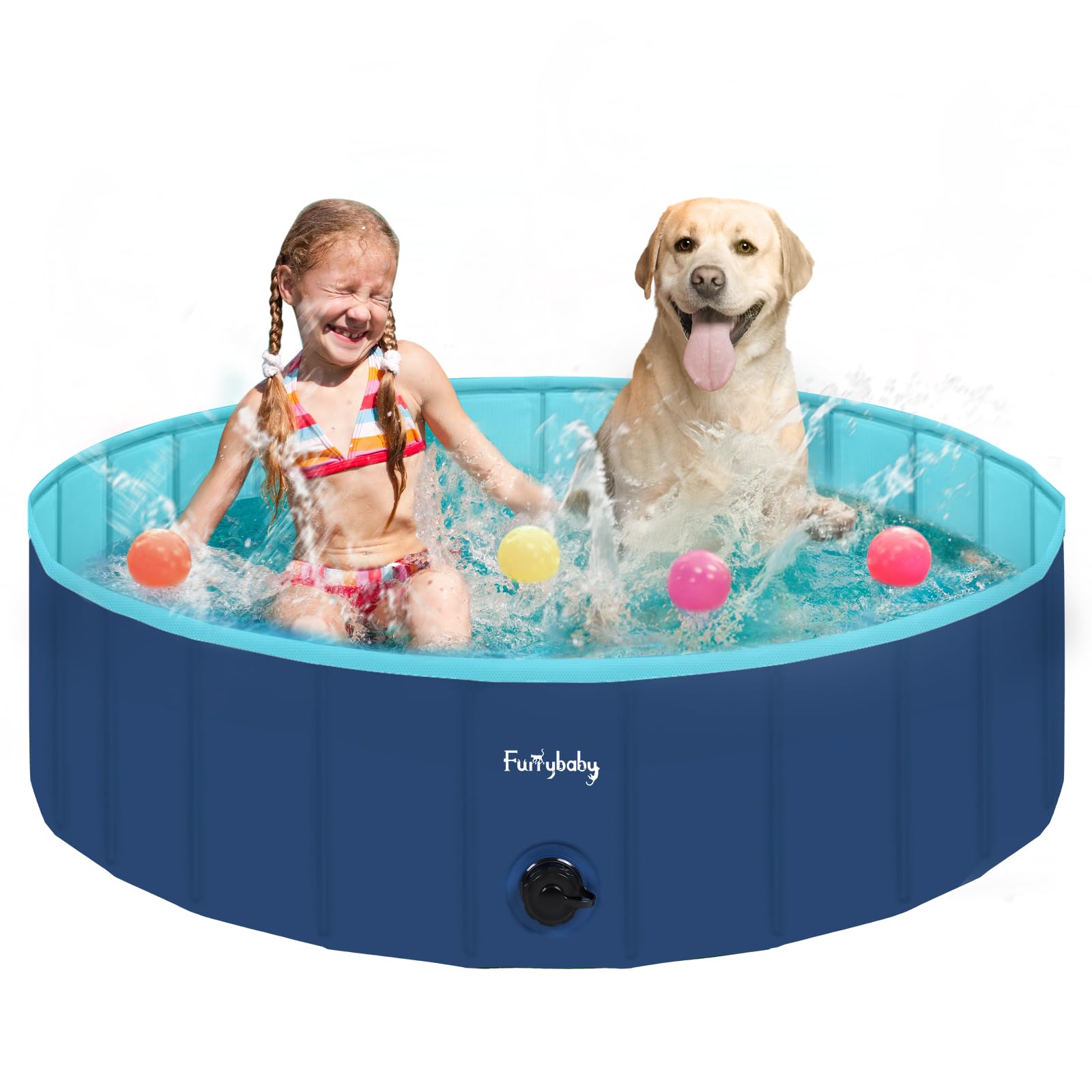 Furrybaby dog pool navy 47-inch open view for quick setup and outdoor fun.