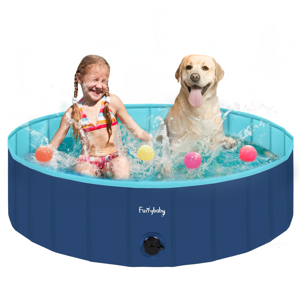 Furrybaby dog pool navy 47-inch open view for quick setup and outdoor fun.