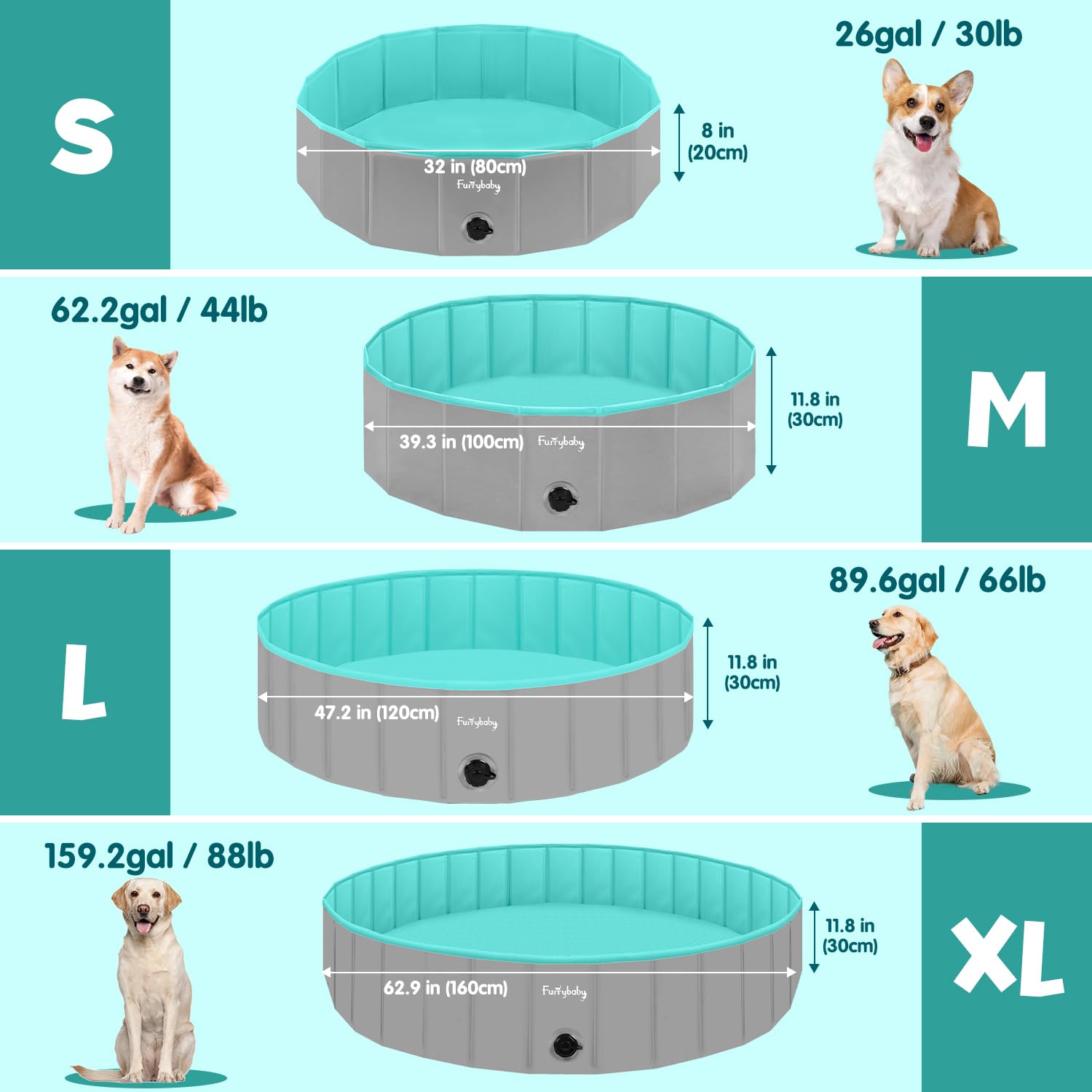 Furrybaby dog pool non-slip bottom reduces slips during water play.