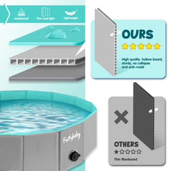 Furrybaby foldable dog pool - front view highlights roomy interior for safe splash