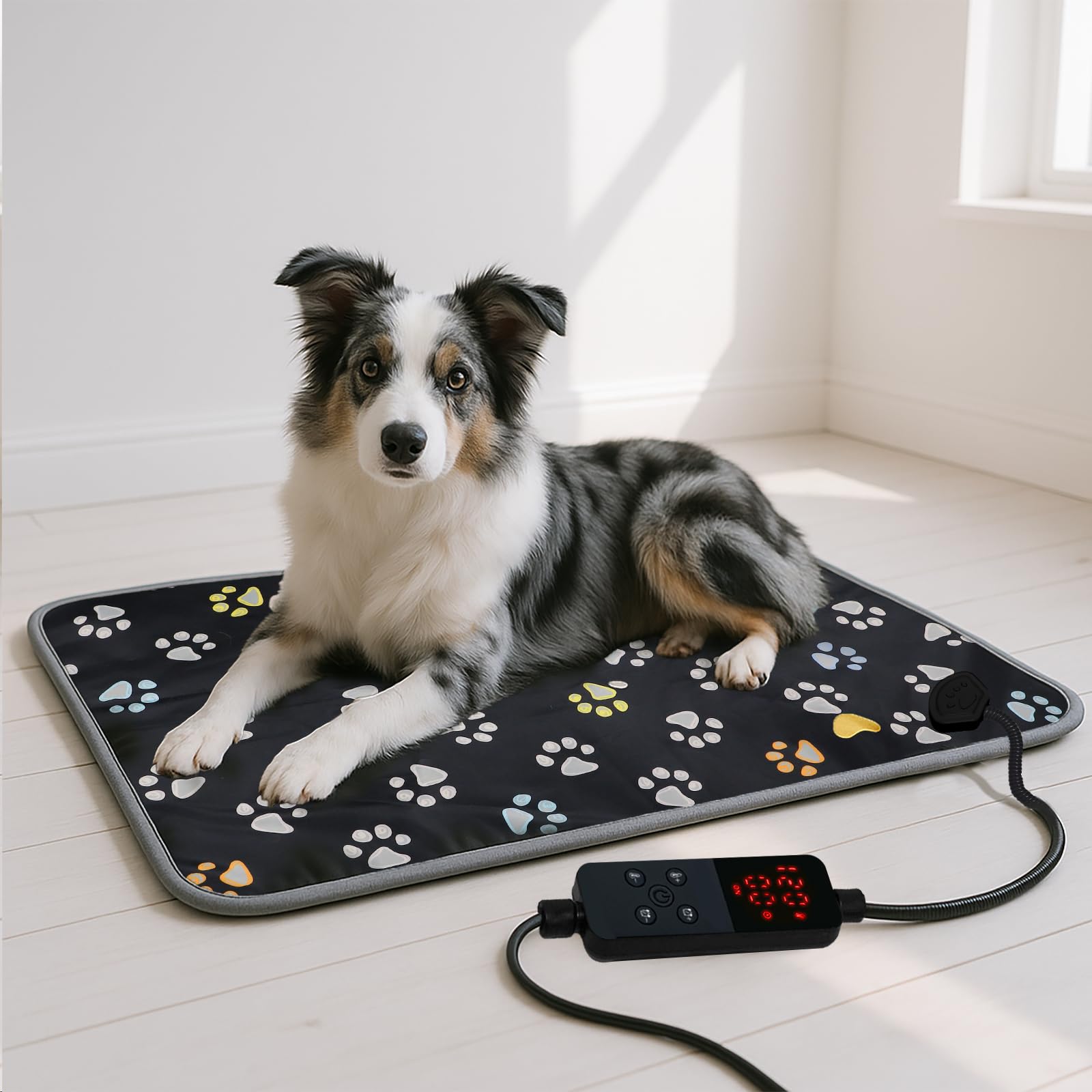 Furrybaby Large Dog Heating Pad top view with warm glow for cozy indoor use