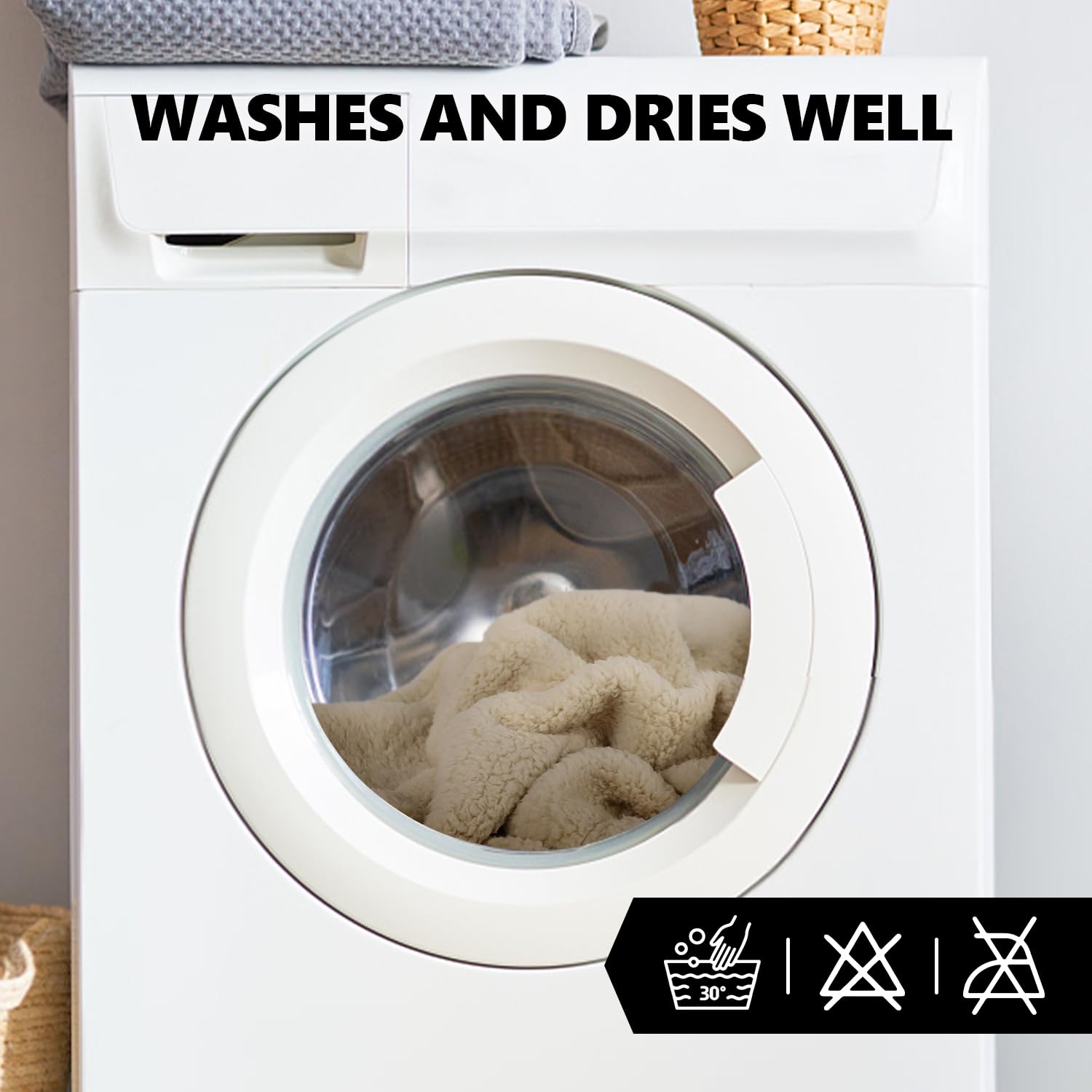 Furrybaby machine washable label indicates easy care and quick cleaning