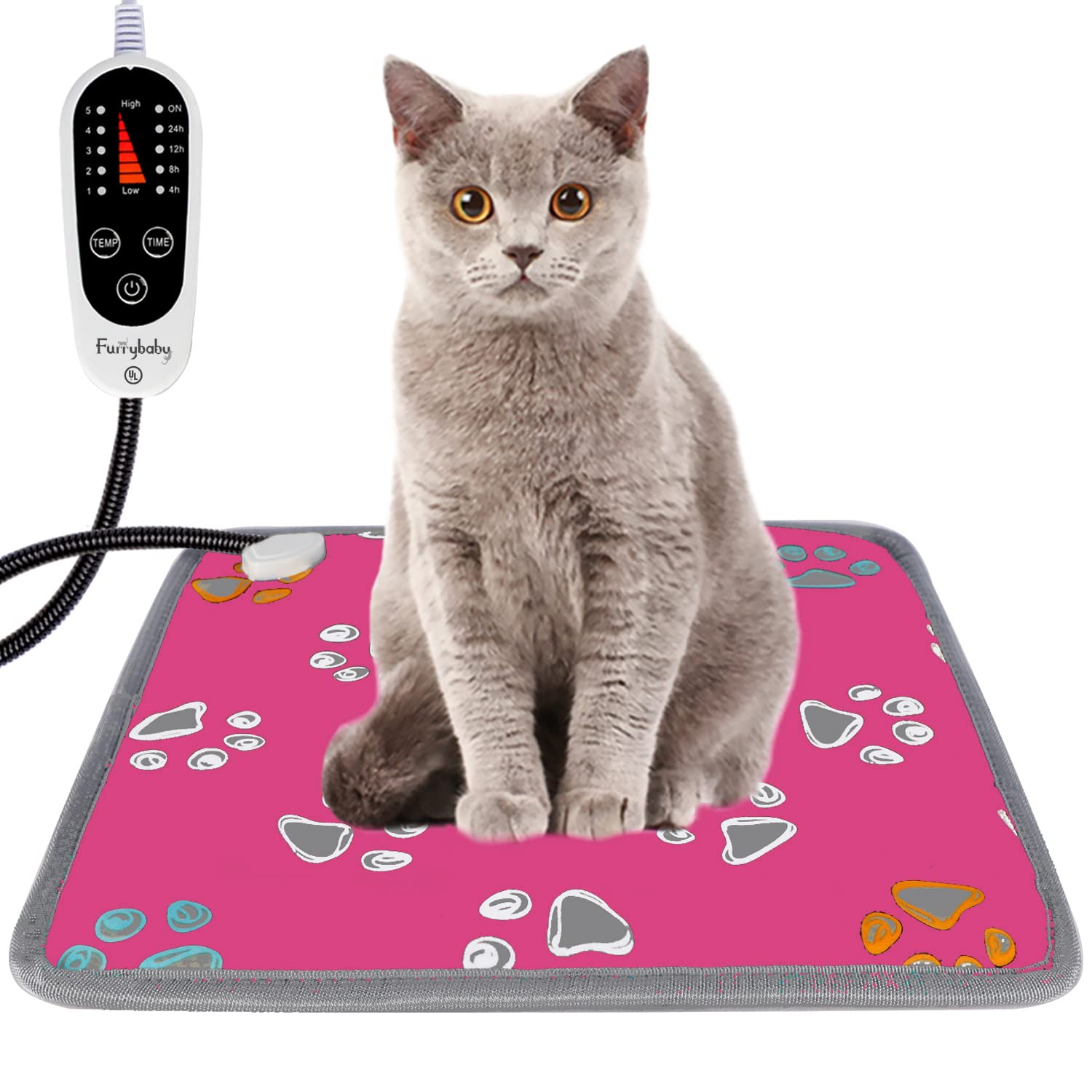 Furrybaby pet heating pad pink 17x17 provides cozy warmth for pets.