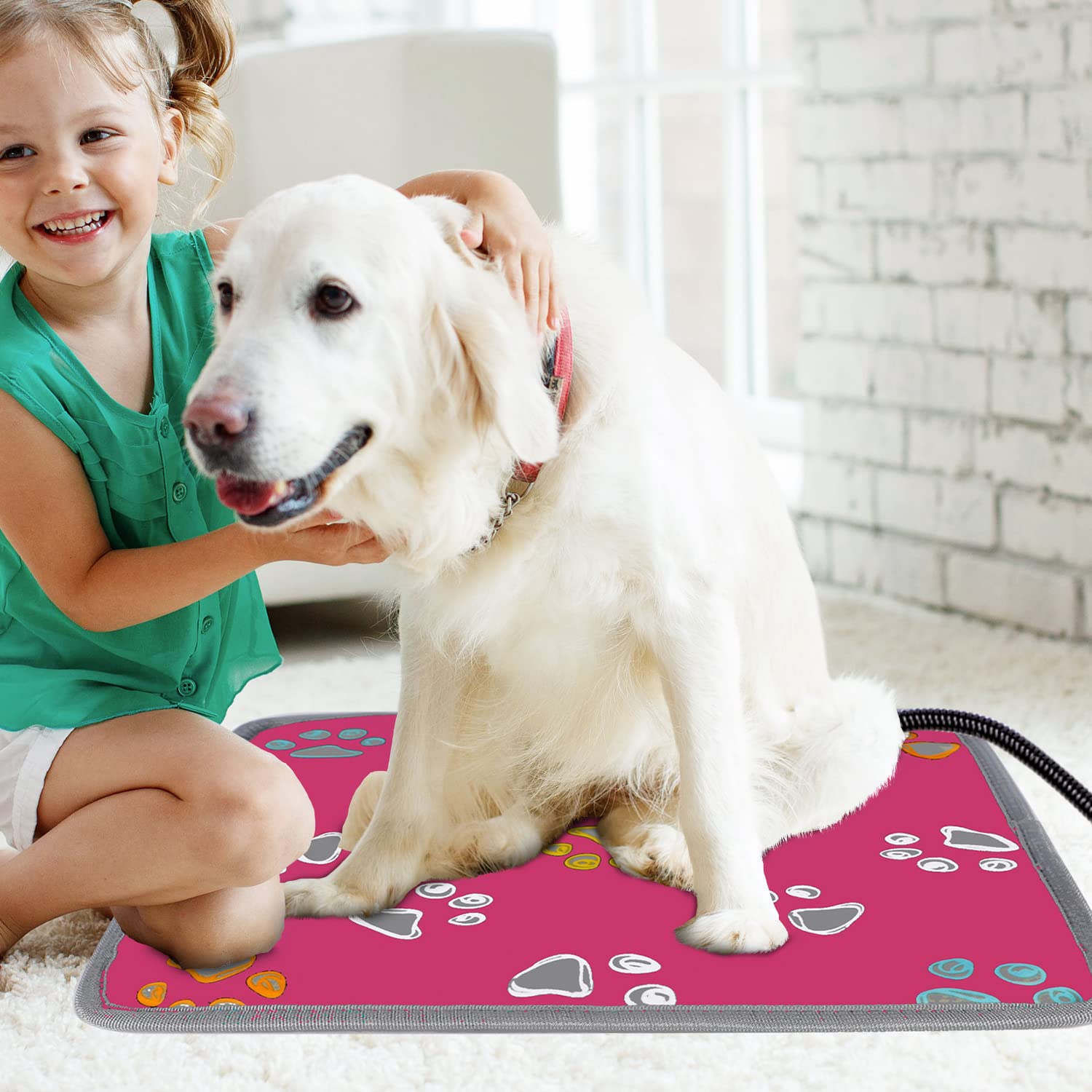 FurryBaby pink 24x16 inch heating pad ready for indoor pet warmth.