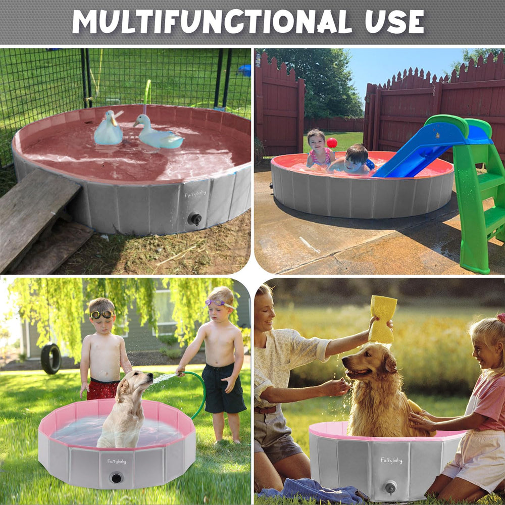 Furrybaby pink-inside grey-outside pool adds modern backyard style