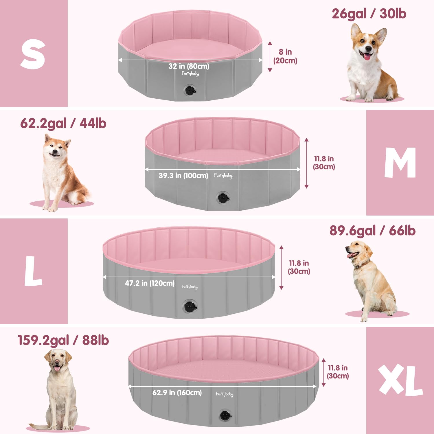 Furrybaby pool non-slip bottom reduces slips during play.