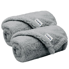 furrybaby two-pack 32x40 gray dog blanket closeup shows plush warmth for pets.