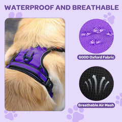 FURRYFECTION dog harness back ring purple XL supports casual walks and hikes