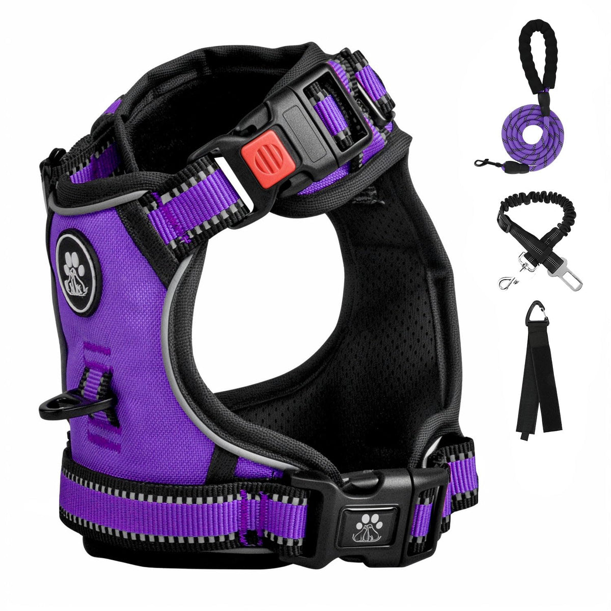 FURRYFECTION dog harness front D-ring purple XL for redirected forward motion during walks