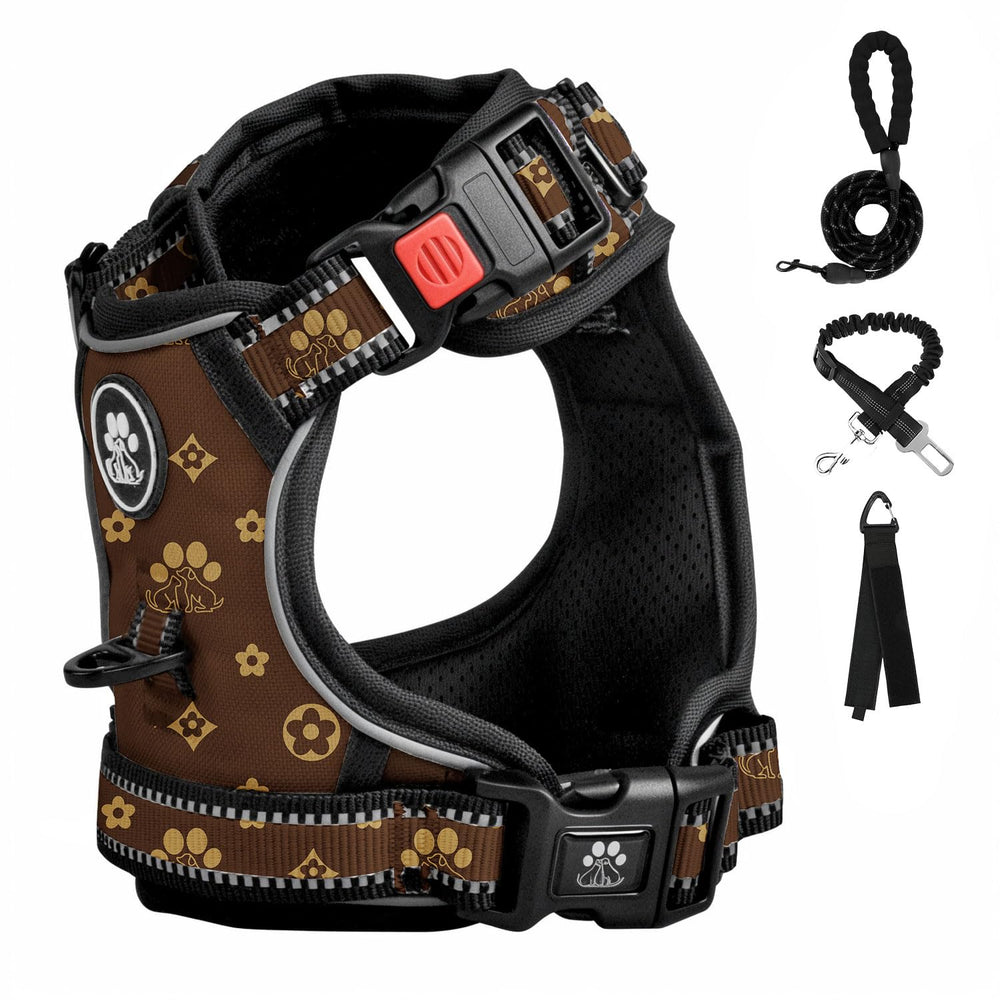 FURRYFECTION dog harness front view with front D-ring for redirecting motion