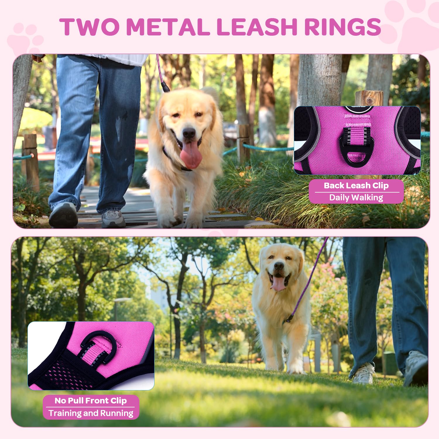 FURRYFECTION rose chest D-ring harness, front-clip control during training