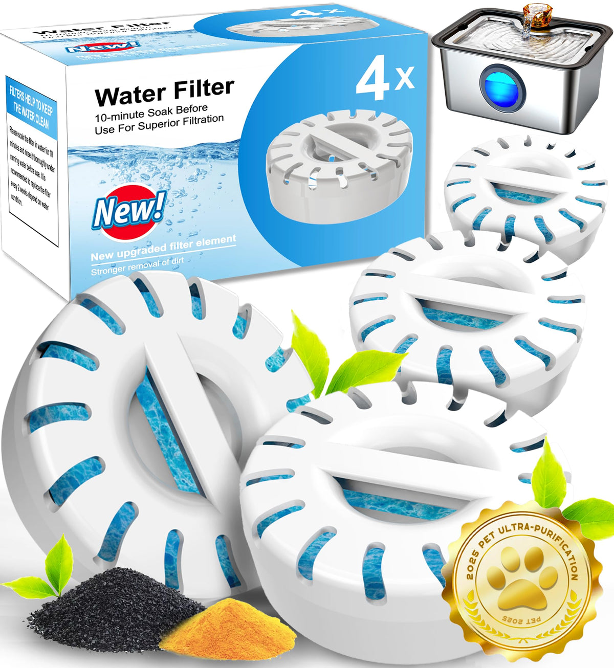 FurryPlanet filter element pack large dog fountain assembly showing filtration efficiency