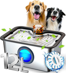 FurryPlanet large-dog water fountain viewing window shows water level for easy refills.