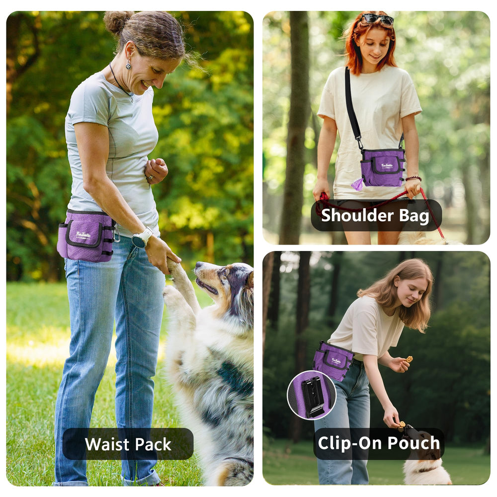 FurtasticFinds dog treat pouch 900D waterproof fabric stands up to rain.