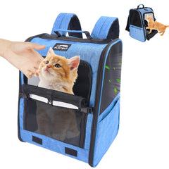 Furtent cat backpack carrier front view showing secure design for safe travel.