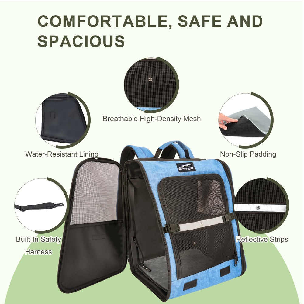 Furtent cat backpack interior with removable mat for cozy naps on the go.
