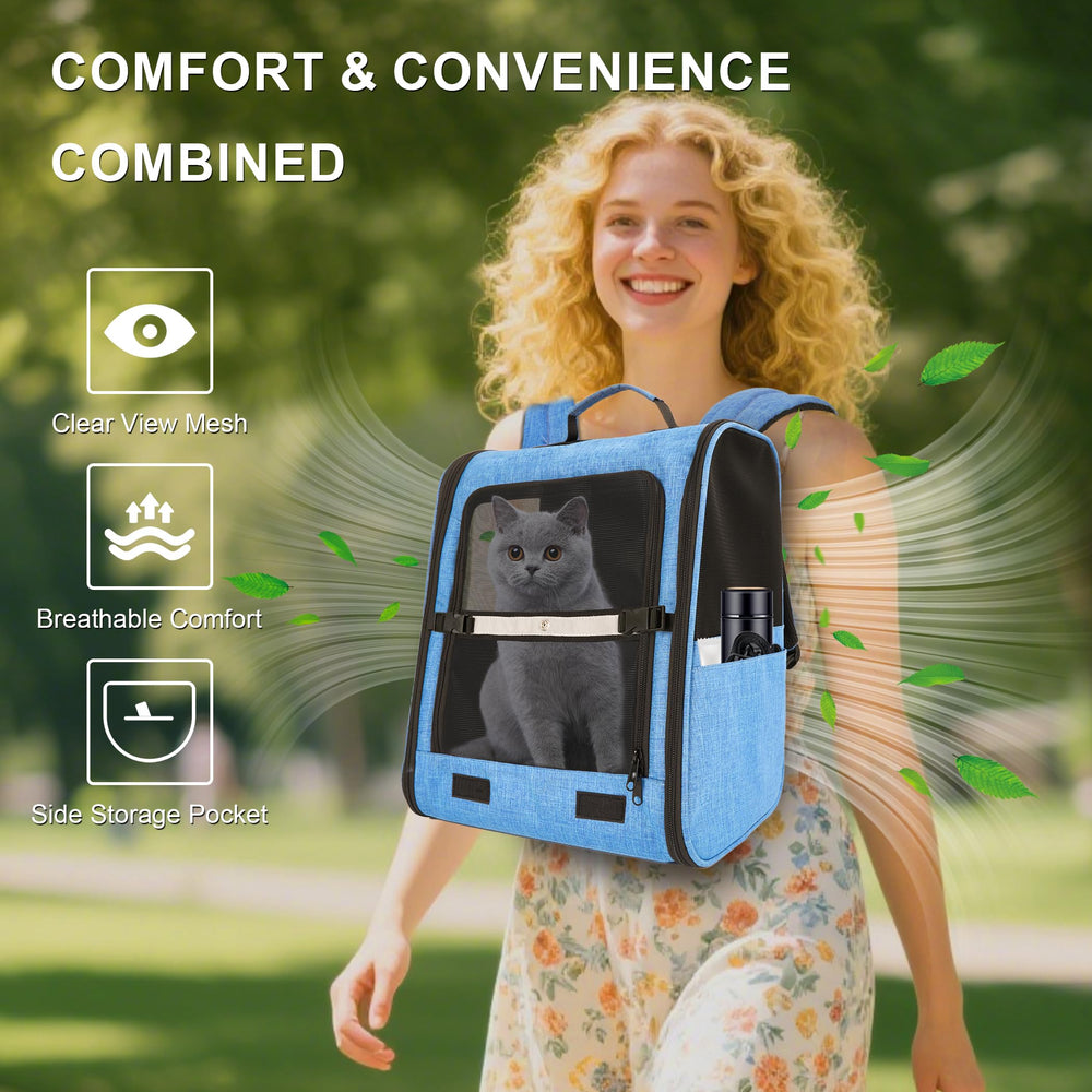 Furtent cat backpack carrier mesh panels provide breathable visibility on outings.
