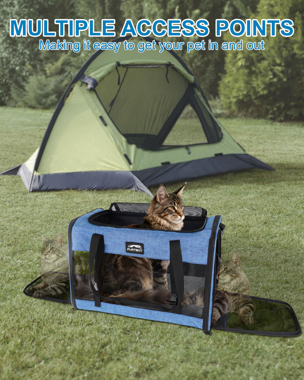 Furtent carrier durable 300D Oxford fabric resists wear and wipes clean.