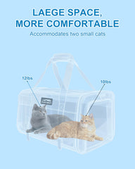 Furtent cat carrier safety leash inside clips to pet for added security.
