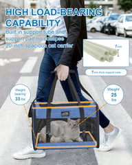 Furtent cat carrier travel buckle attachment enhances secure car travel.