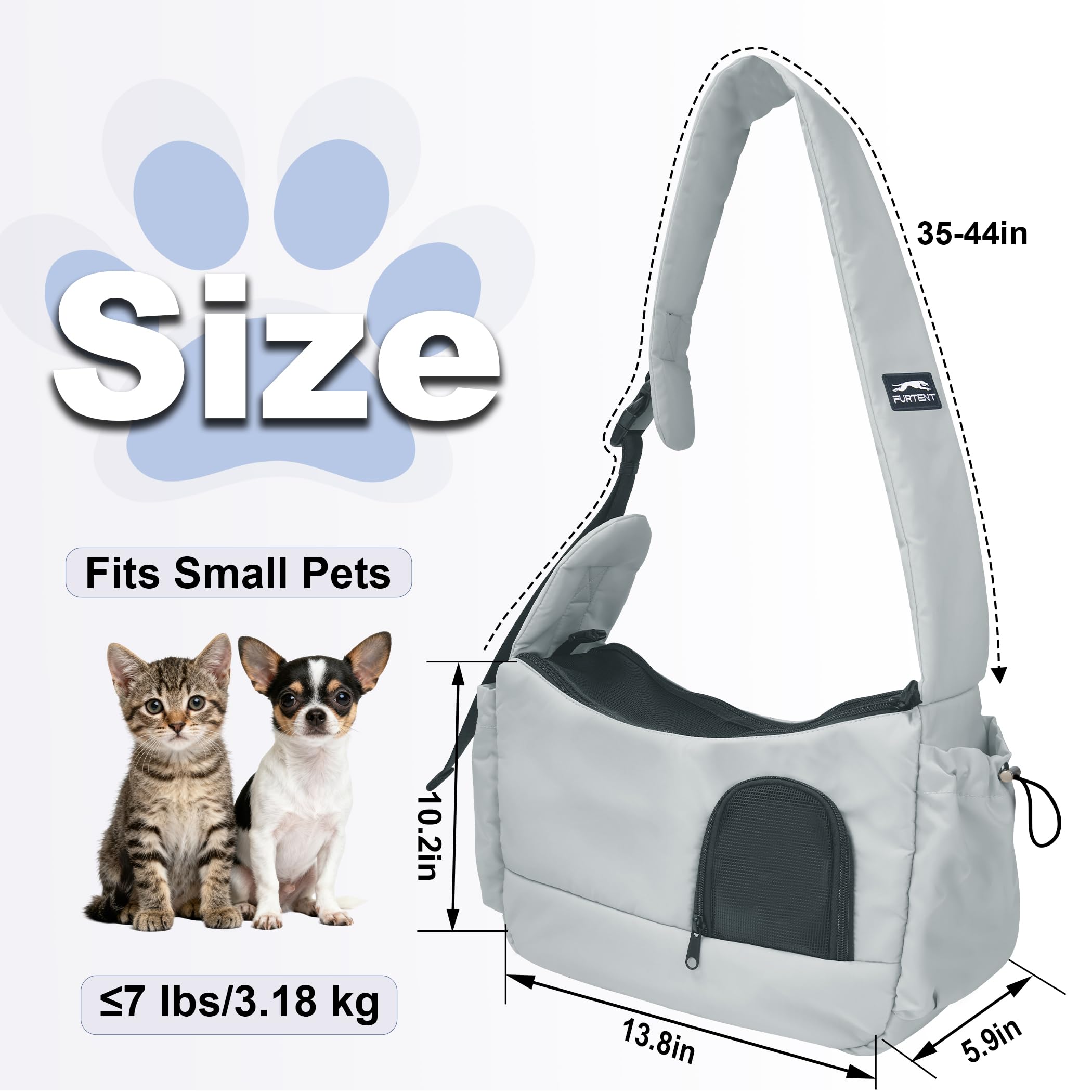 Furtent cat sling inner-cushion-padding offers cozy, shock-absorbing comfort during movement.