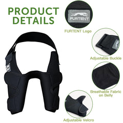 Furtent elbow brace close-up shows soft, durable fabric guarding the elbow.