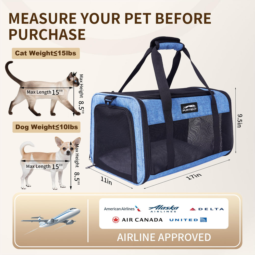 Furtent lightweight oxford fabric pet carrier offers easy handling during busy travel days.