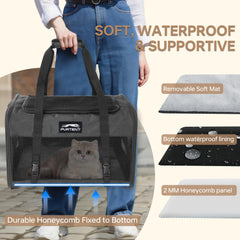 Furtent pet carrier scratch-resistant mesh enhances travel durability.