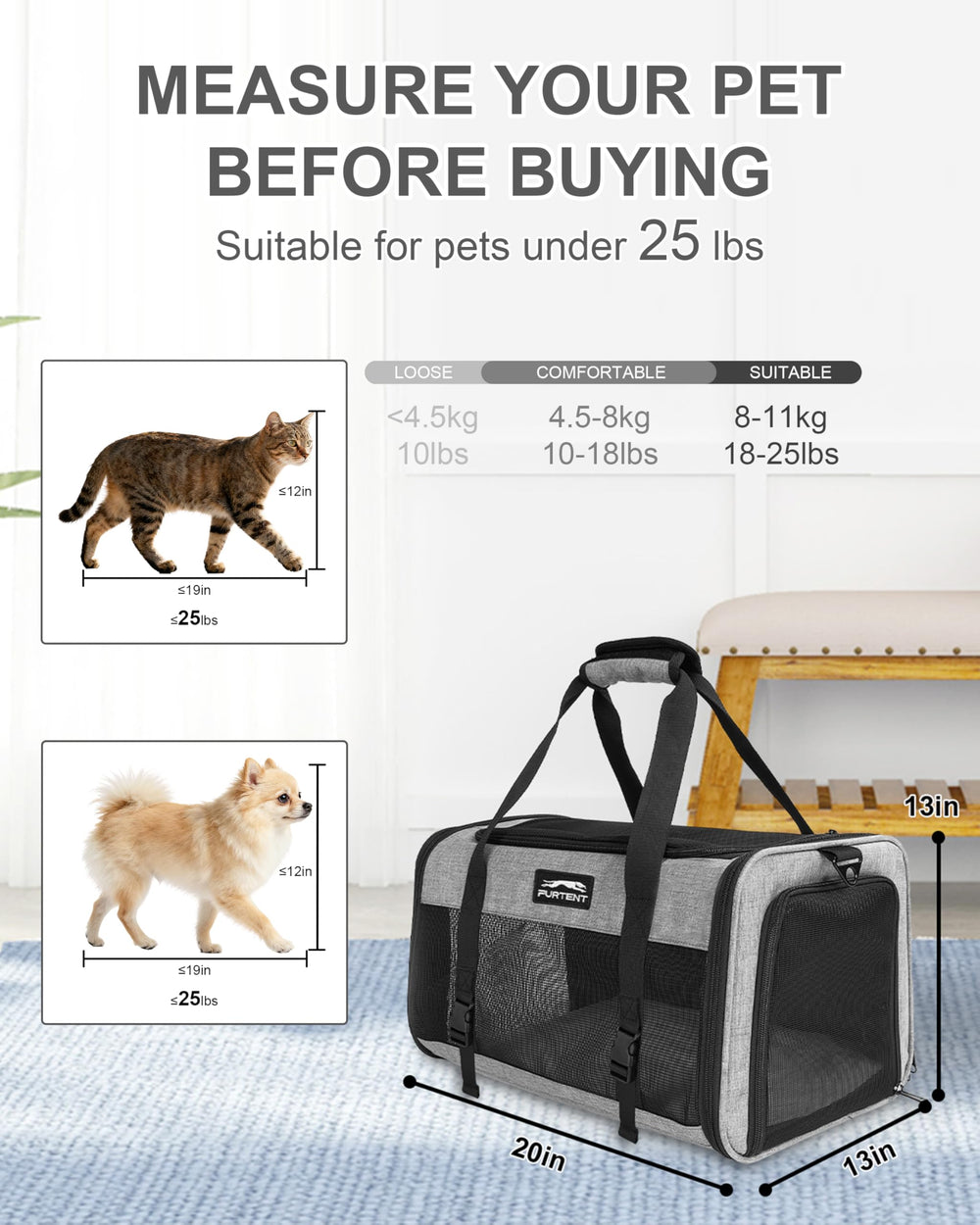 Furtent 300D Oxford fabric is durable and easy to clean.