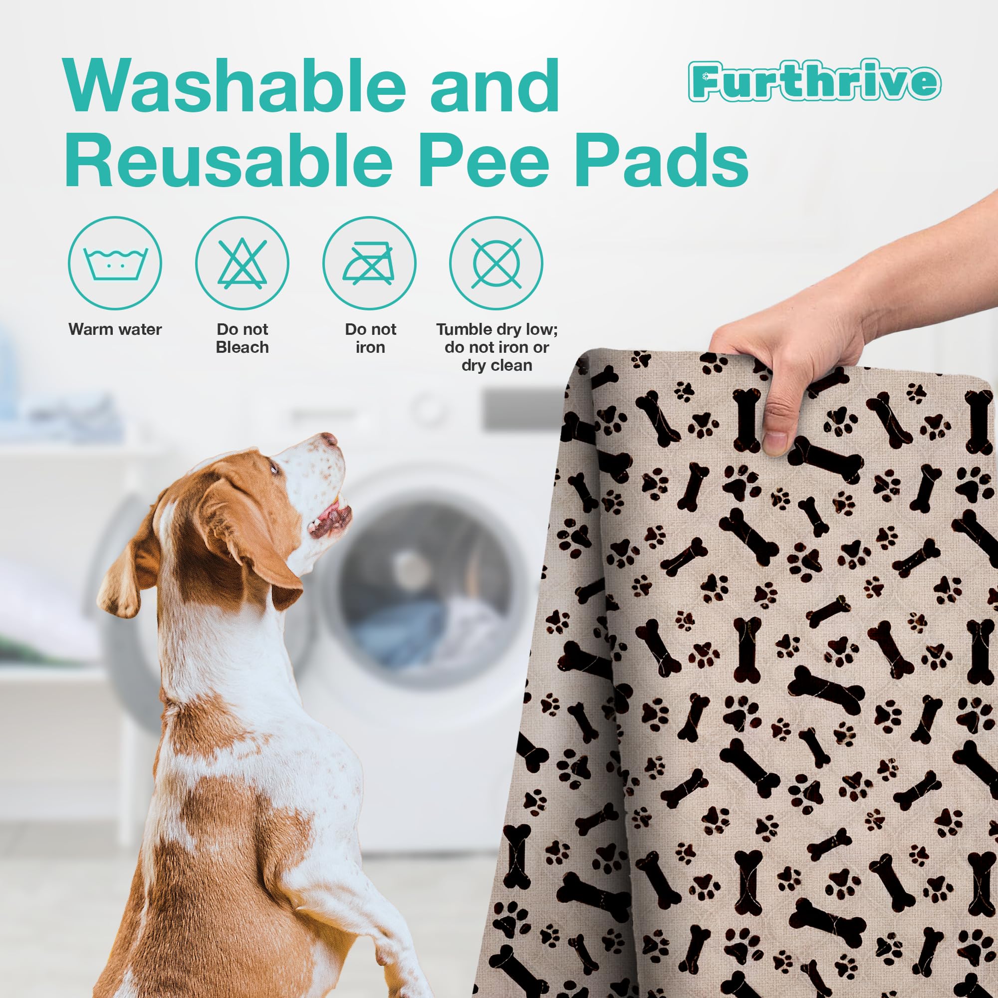 Furthrive Washable Pee Pad bone-paw-pattern blends with home décor.