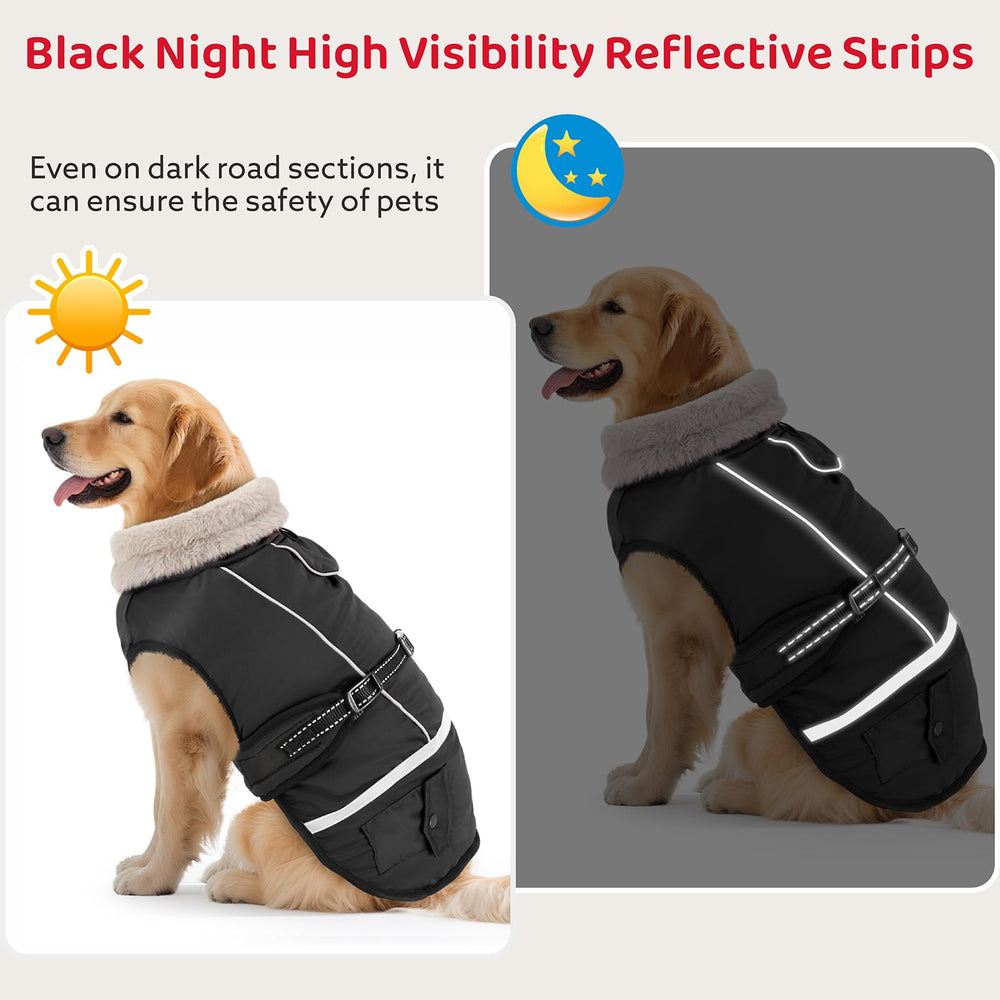 FURTIME coat with safety buckle and harness compatible for secure walks.