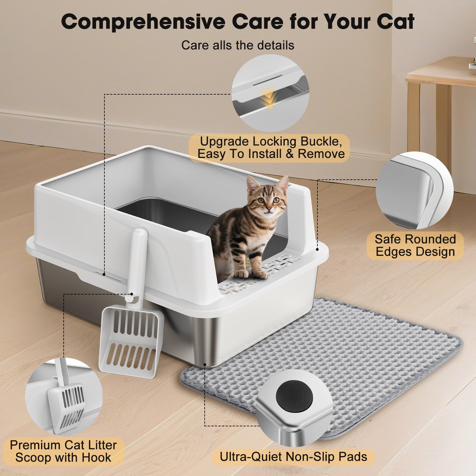 FURTIME anti-tracking mat and filter reduce floor mess